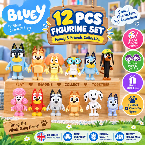 12pcs bluey bingo action - 12pcs,