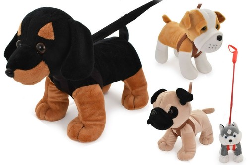 Standing dogs lead plush - on,